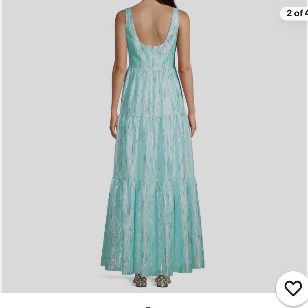Aidan by Aidan Mattox Women's Blue Organza Tiered Cutout Maxi Dress Size 2 - Picture 2 of 6
